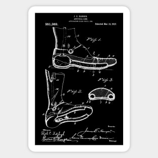 Artificial foot 1910 Patent , Prosthetic Limb Patent Artificial Limb, amputee patent Sticker